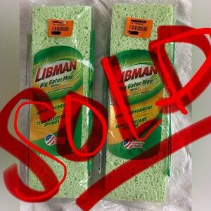 NEW 2 Libman Big Gator Mop Head Sponge Refills Replacements Sealed Made in USA
